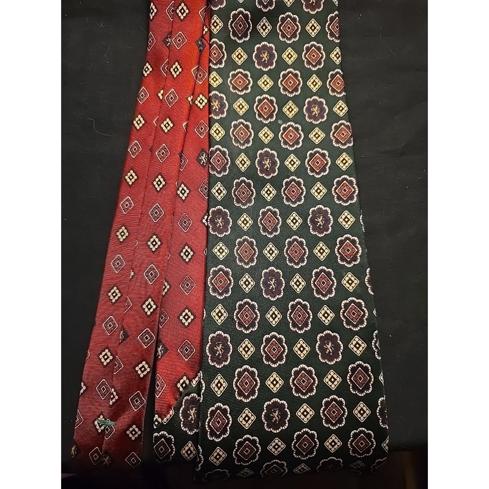 Tommy Hilfiger Dark Green Red Mens Necktie 100% Italian‎ Silk  59L/4W